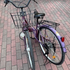 26㌅オートライト変速付き折り畳み軽快車(パープルカラー)の画像