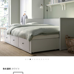 イケア HEMNES ヘムネス デイベッド　美品 引き出し3/マットレス2付き, ホワイト/オーフィエル ふつう, 80x200 cmの画像