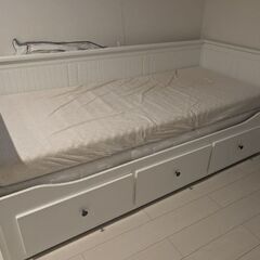 イケア HEMNES ヘムネス デイベッド　美品 引き出し3/マットレス2付き, ホワイト/オーフィエル ふつう, 80x200 cmの画像