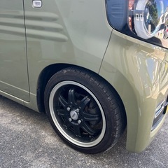 ホイール、タイヤ4.本セット　ロクサーニ D.O.S BADX　15インチ/5J/+45/100-4H/ハブ径約67㎜　深いリム　タイヤ付き　安心のダンロップタイヤ　タント　nバン nワン n-box ワゴンR の画像