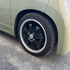 ホイール、タイヤ4.本セット　ロクサーニ D.O.S BADX　15インチ/5J/+45/100-4H/ハブ径約67㎜　深いリム　タイヤ付き　安心のダンロップタイヤ　タント　nバン nワン n-box ワゴンR の画像