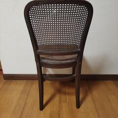 【難あり】アンティーク 木製椅子 籐＆皮の画像