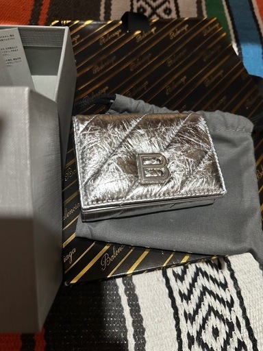 BALENCIAGA crash ミニウォレット シルバー