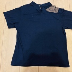 黒　美品　肩シースルー　レース　半袖Tシャツ の画像