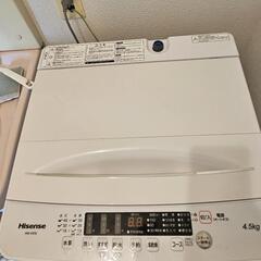 美品✨ハイセンスの簡易乾燥機能付き全自動洗濯機、HW-K45E（4.5kg）の画像