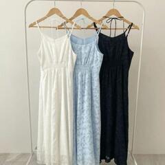試着のみ🌟ZOZOTOWN シャガードフラワーキャミワンピース マキシ丈 L ブルーの画像