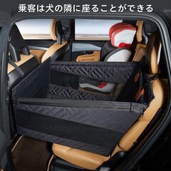 Cavoyo 【犬の隣に座れる】ペットドライブシート 犬 車 シート後部座席 小型犬 半分 防水 リード付き 耐摩 滑り止め 汚れ防止 折り畳み ペットドライブボックス ドライブベッド 車犬カーシート ハンモック 全車種 全種犬用猫用 ブラック グレー 軽自動の画像