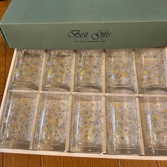 花柄グラス　10個セット　昭和レトロの画像