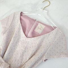 Sybilla シルク混ドット柄ベルト付きフレアーワンピース ピンク Mサイズの画像
