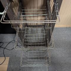 木目調　電話台　網目カゴ付きの画像