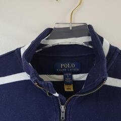 POLO RALPH LAUREN ボーダーハーフジップトレーナー ネイビー Lの画像