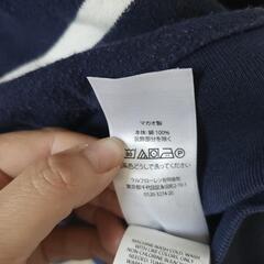 POLO RALPH LAUREN ボーダーハーフジップトレーナー ネイビー Lの画像