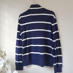 POLO RALPH LAUREN ボーダーハーフジップトレーナー ネイビー Lの画像