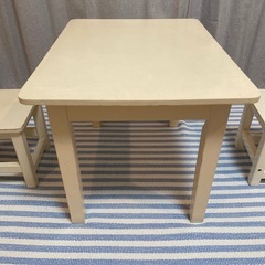 KIDS テーブルとイスセット　子ども用　白 の画像