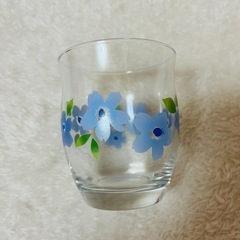 【新品未使用】昭和レトロ＊青い花柄グラス 2個セット 夏の画像