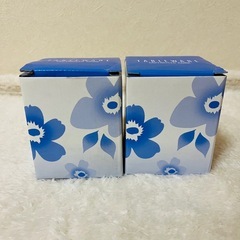 【新品未使用】昭和レトロ＊青い花柄グラス 2個セット 夏の画像