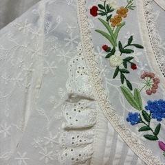	森ガール風 レース刺繍ワンピースの画像
