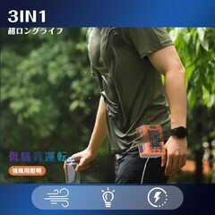 JASIDA ベルトファン 腰掛け扇風機 強力 携帯扇風機 首掛け/腰掛け/卓上 5段階風量調節 静音設計 8000mAh大容量 熱中症対策 PSE認証済 アウトドア/屋外作業/オフィス用 (ブラック)の画像