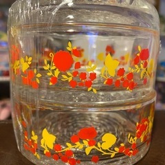 お話し中✴︎昭和レトロ　キャンディポット　蓋付き容器　小物入れ　花柄の画像