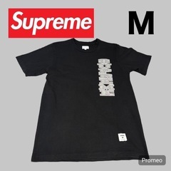 ★今だけ限定値引★希少 Supreme 縦ロゴTシャツ 黒 M 美品の画像