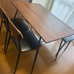 ダイニングテーブルセット 4人用 4人掛け ブラウンの画像