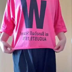 古着Tシャツピンクに英文字サイズМの画像