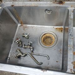 2槽シンク 幅120 奥行き60 高さ80(背面最大95) 厨房 業務用の画像