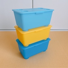 【未使用】IKEA コンテナ カラフル 3個セット　積み重ねられますの画像