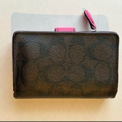 COACH コーチ シグネチャー レザー ダークブラウン/ピンクの画像
