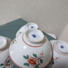 新品未使用　京都たち吉 　赤絵柄 　御椀五客の画像