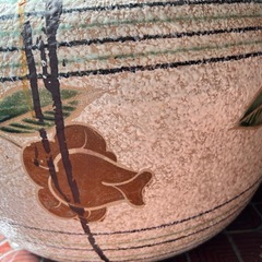 花柄陶器植木鉢 金魚鉢　メダカ鉢　中型の画像