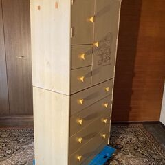 【中古/長期保管品】■子供用収納タンスB■幅880mm×奥行450mm×高さ1760mm■汚れ等アリ■の画像