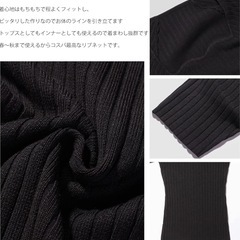 【新品】リブニット セーター 薄手 ブラック 伸縮 半袖 無地 シンプル 重ね着 リブの画像