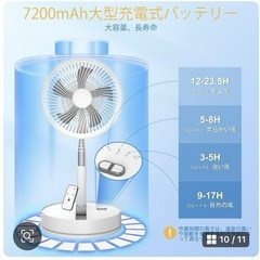 新品です。ホワイト 折りたたみ式 充電式 首振り扇風機 ポータブルの画像