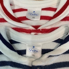 Von Pipi ストライプロンパース 60㎝ 2着セットの画像