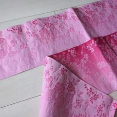 【美品】花柄ピンク リバーシブル半幅帯　袴　薄手の画像