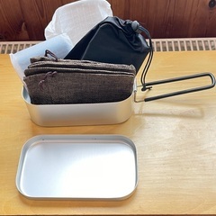 アウトドア炊事セット 2合炊きメスティン、中網、エスビット風固形燃料コンロ、携帯ケース、全部1つに収まりますの画像