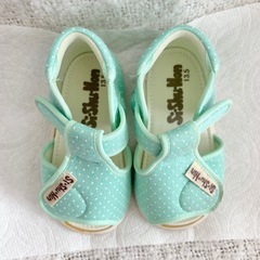 ベビー キッズ サンダル 水玉 グリーン 13.5cmの画像