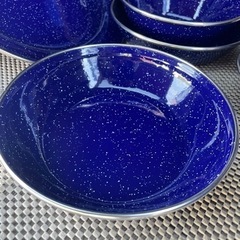 値下げ　キャプテンスタッグ　ホーロー食器12点セット　キャンプ、BBQ等にの画像