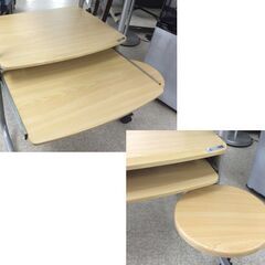 パソコンデスク 幅60cm 座卓タイプ PCラック キャスター付き マウステーブル付き ナチュラルブラウン ☆ 札幌市 北区 屯田 の画像