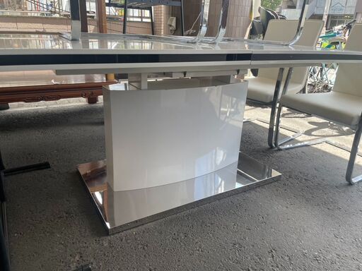 ダイニングテーブルセット No.4253 ホワイト イス4脚付き レザー