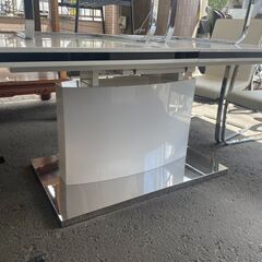 ダイニングテーブルセット　No.4253　ホワイト　イス4脚付き　レザー　【リサイクルショップどりーむ荒田店】の画像