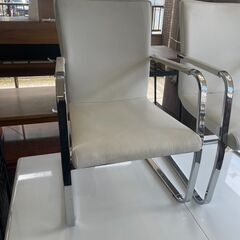 ダイニングテーブルセット　No.4253　ホワイト　イス4脚付き　レザー　【リサイクルショップどりーむ荒田店】の画像