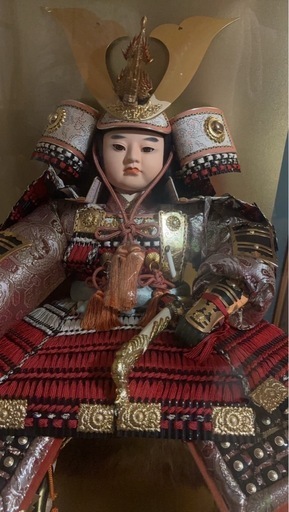 五月人形 鎧飾り ガラスケース入り 武者人形 102×79×60cm 迫力