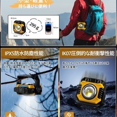 LED投光器 充電式 ライト 作業灯 無段階調光 小型 アウトドア 停電対応の画像