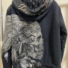 フィリッププレイン ドクロ刺繍パーカーの画像