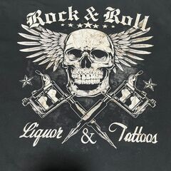 【L】Rock & Roll Skull Tシャツ ドクロ Liquor & Tattoos TEEの画像