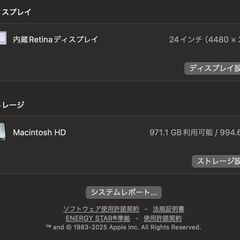 iMac（24インチ,M1,2021）SSDD1TB/16GB〈MGPP3J/A〉⑥の画像