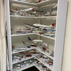趣味の模型飛行機60機と飾り棚の画像