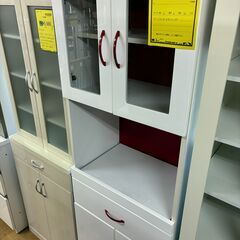 【ジャングルジャングル深井店】★2枚扉食器棚 白 ホワイト 食器棚 キッチン家具 家具 クリーニング済 堺市（中区 堺区 東区 西区 南区 北区）和泉市 河内長野市 富田林市 松原市 狭山市 深井 【FU2503】の画像
